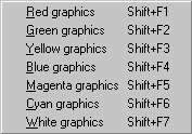 Graphics colours menu